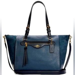 Coach Kleo Denim Leather Tote C5689
